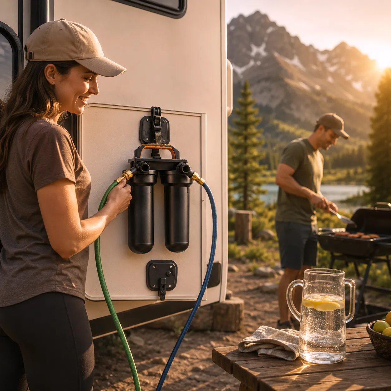 Sentry H2O Portable System set up and filtering clean water outdoors